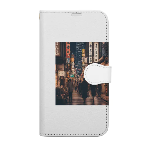 夜の日本街 Book-Style Smartphone Case