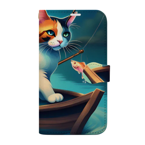 釣り猫君 Book-Style Smartphone Case