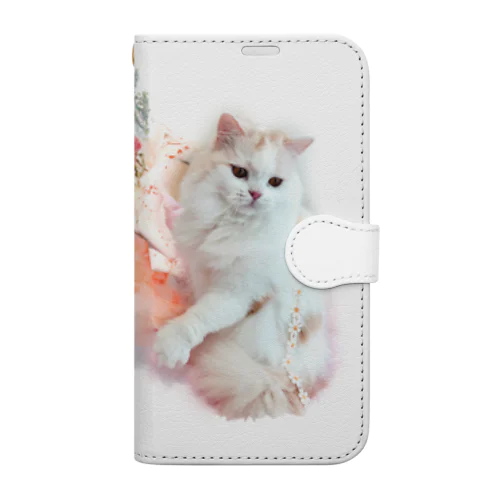 花と猫 Book-Style Smartphone Case