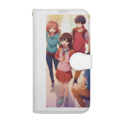 目を輝かせる5人組 Book-Style Smartphone Case