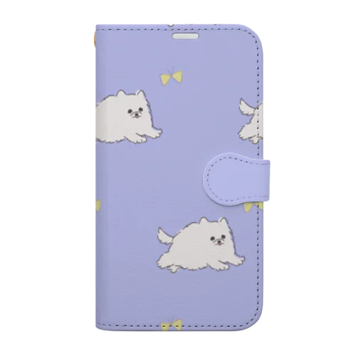 モッフモフの白ぽめちゃん　蝶々を追いかける Book-Style Smartphone Case