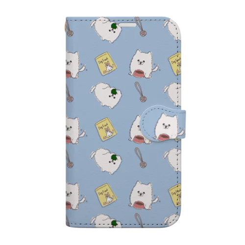 白ぽめちゃんのパターンイラスト Book-Style Smartphone Case