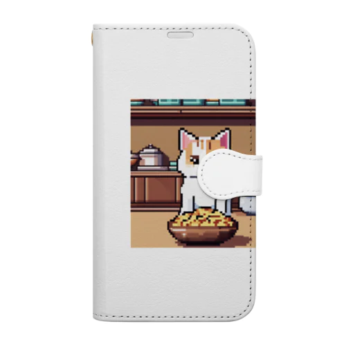 ご飯を待っている猫 Book-Style Smartphone Case