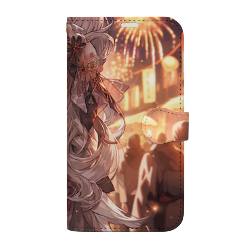 銀髪美女 シリーズ2 in 花火大会 Book-Style Smartphone Case