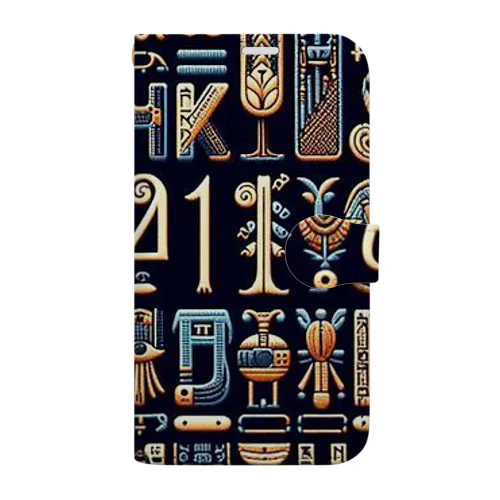 古代エジプト柄 手帳型スマホケース