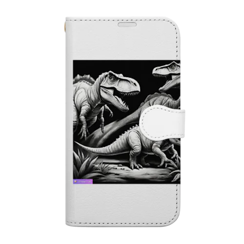モノクロ恐竜くん3号 Book-Style Smartphone Case
