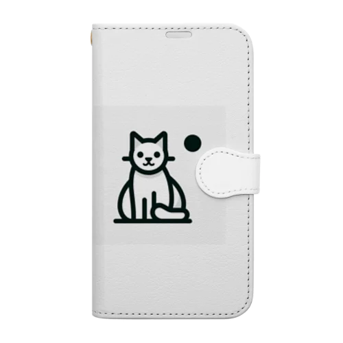 この魅力的なモノクロキャットイラストは、猫好きの皆さんにぴったりです！ 手帳型スマホケース