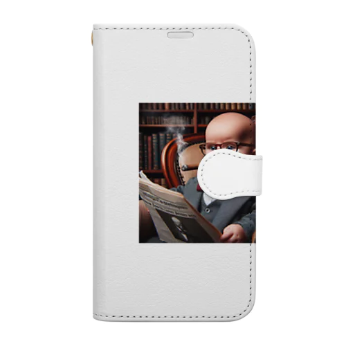 貫禄のあるヒゲの赤ちゃん Book-Style Smartphone Case