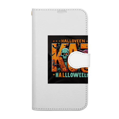 おしゃれでユニークなハロウィンの風景が広がります Book-Style Smartphone Case