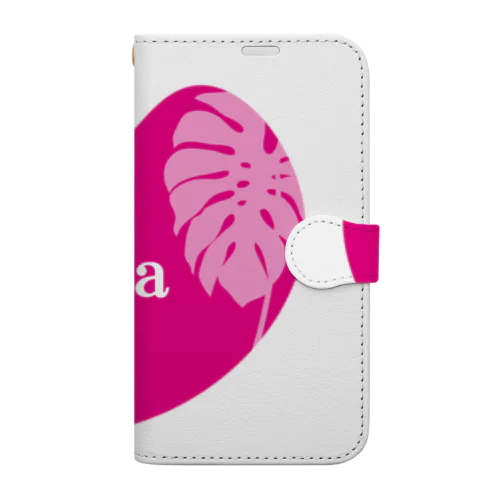 ピンク　ハート　aloha 手帳型スマホケース