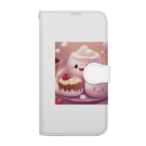 ふわふわマシュマロかわいいプリン Book-Style Smartphone Case