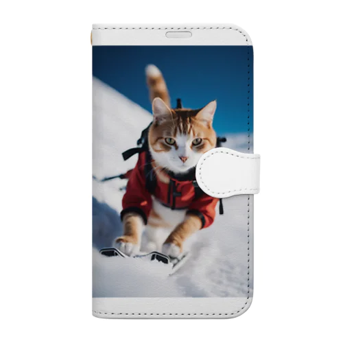 雪猫 手帳型スマホケース