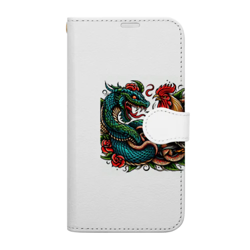 鶏と蛇の喧嘩 Book-Style Smartphone Case