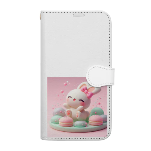 ほわほわマカロンうさぎ Book-Style Smartphone Case