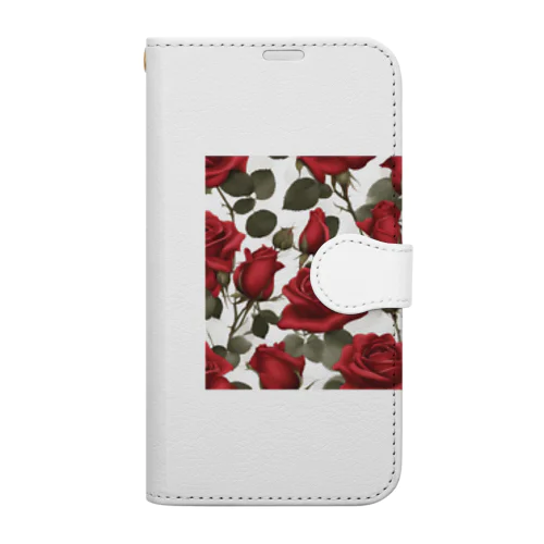 サテンレッドの薔薇 Book-Style Smartphone Case