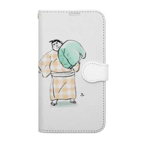 初場所！ふっくらしたものを運んでいるふっくらした人 Book-Style Smartphone Case