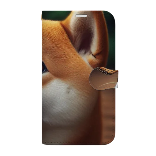 蝶と戯れ（柴犬） Book-Style Smartphone Case