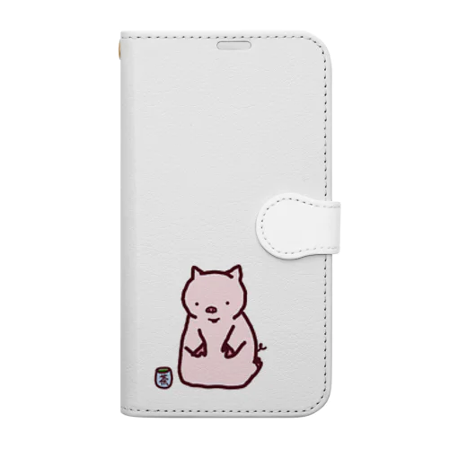 お茶好きなぶたさん Book-Style Smartphone Case