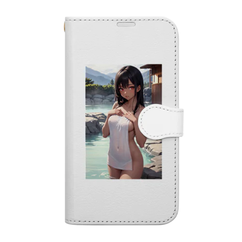 褐色の女の子が贅沢な温泉でまったりと過ごしています。 Book-Style Smartphone Case