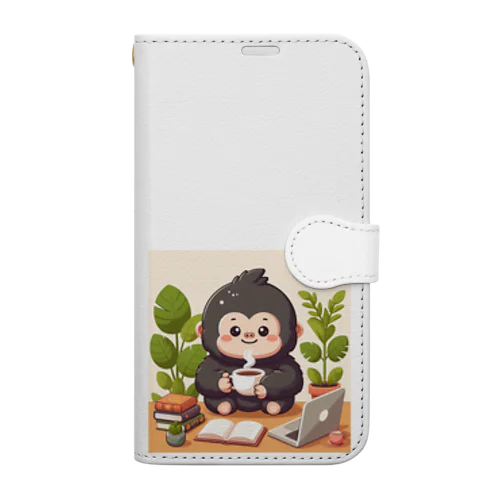 ほっこりコーヒーごりら君 Book-Style Smartphone Case