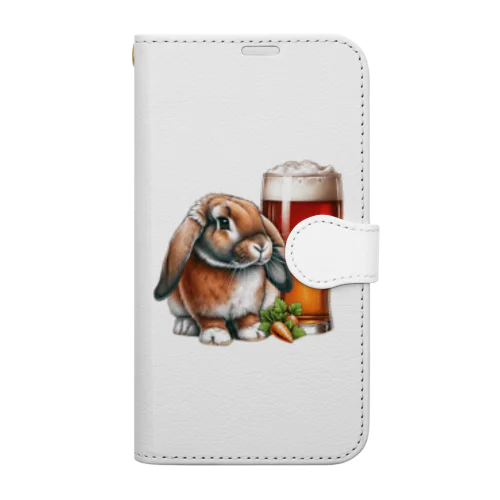 可愛いウサギ(垂れ耳ビール)カラー03 Book-Style Smartphone Case