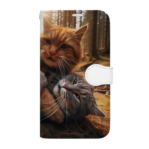 猫と戯れ Book-Style Smartphone Case