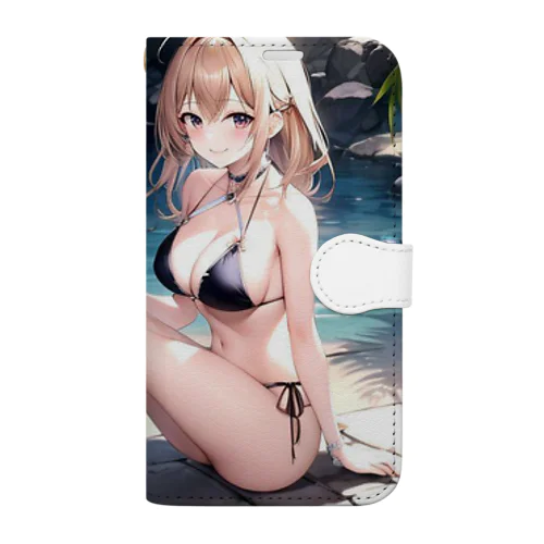 黒いビキニの女の子（金髪ver） Book-Style Smartphone Case