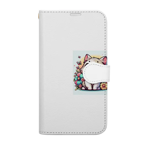 可愛いいねこが目を輝かせています！ Book-Style Smartphone Case