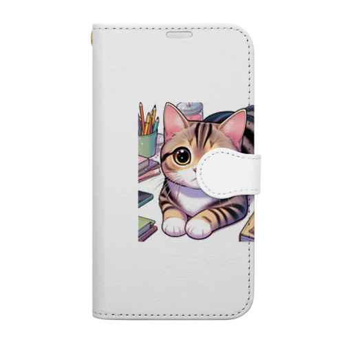 茶色い虎柄の猫 Book-Style Smartphone Case