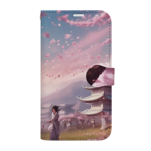 舞い散る桜 手帳型スマホケース