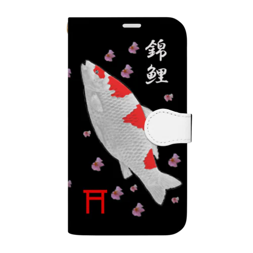 錦鯉！（ ニシキゴイ ；鳥居 ）あらゆる生命たちへ感謝をささげます。 Book-Style Smartphone Case