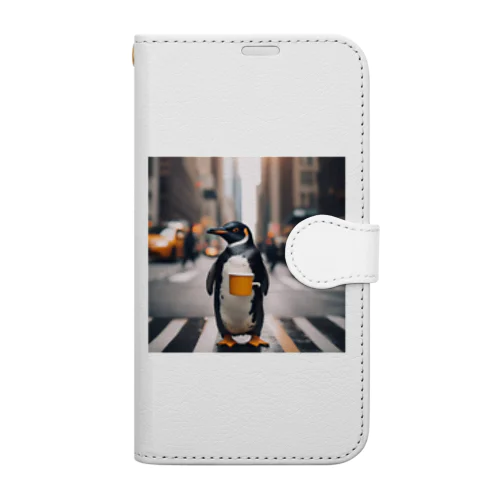 コーヒータイムなペンギン Book-Style Smartphone Case