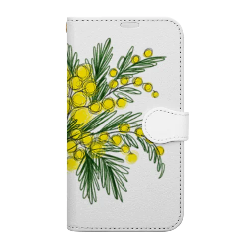 新鮮なカラフルなミモザの花束 Book-Style Smartphone Case