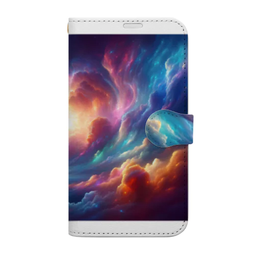 " Dolphins Swimming in the iridescent clouds (1) " 　( 彩雲の中を泳ぐイルカ (1) ) Book-Style Smartphone Case