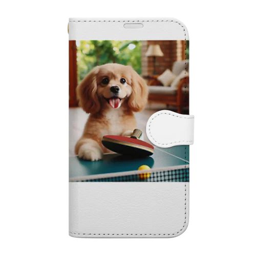 可愛い卓球犬 Book-Style Smartphone Case