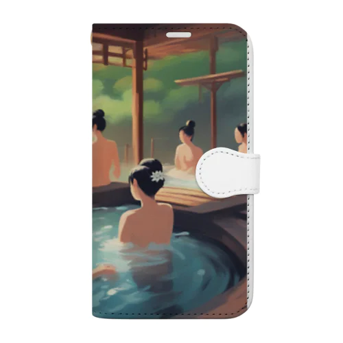 江戸時代温泉地での湯治客 Book-Style Smartphone Case