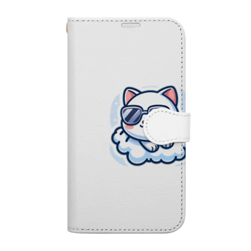 ふわふわの雲の上に座るねこちゃん Book-Style Smartphone Case