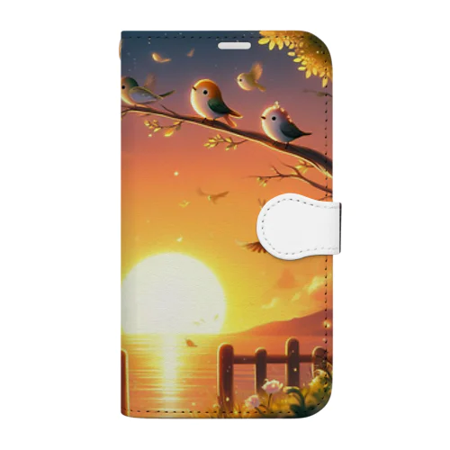 夕焼け小焼けの森の小鳥 Book-Style Smartphone Case