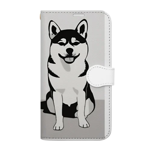 柴犬のキュートなキャンバス Book-Style Smartphone Case