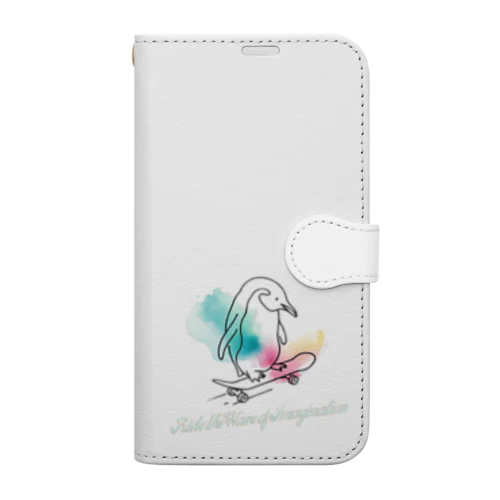 スケボーをするペンギン Book-Style Smartphone Case