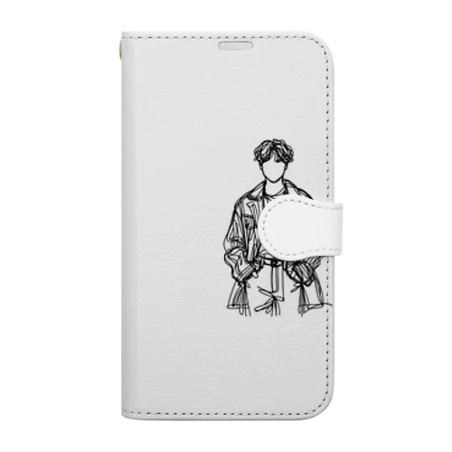 線画の人 Book-Style Smartphone Case