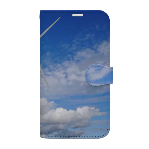 青い空と風車 Book-Style Smartphone Case