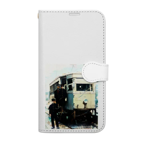 ［イラスト］塩江温泉鉄道・ガソリンカーと乗務員 Book-Style Smartphone Case