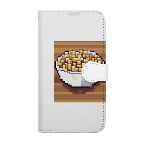 ドット絵ポップコーン 手帳型スマホケース