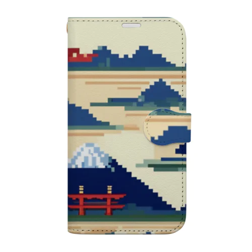 富士山ピクセルアート Book-Style Smartphone Case