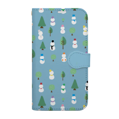 snowmanスマホ手帳ケース北欧風 Book-Style Smartphone Case