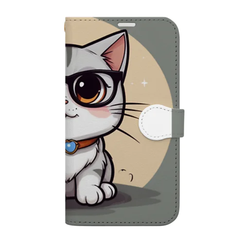 ネコ　メガネをかけている Book-Style Smartphone Case