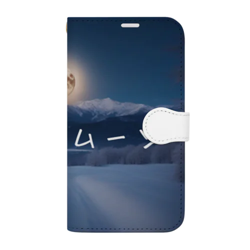 【満月】光るスノームーン Book-Style Smartphone Case