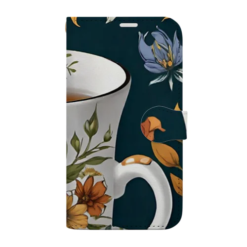 花の詩カップ(The Flower Poetry Cup) Book-Style Smartphone Case