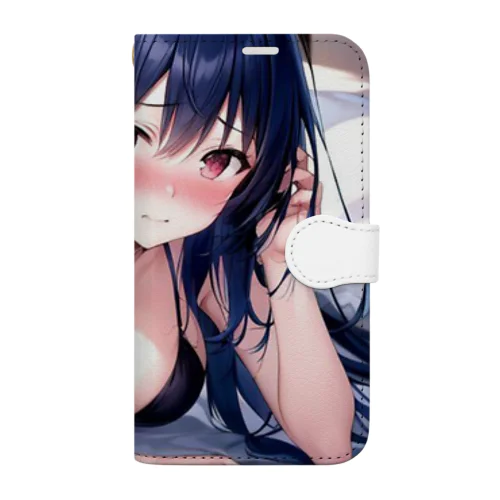 黒いビキニの女の子2（青髪Ｖｅｒ．） Book-Style Smartphone Case